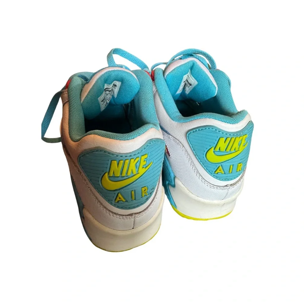 Nike Air Max 90 White‎ Turquoise Yellow Athletic Running Shoes Sneakers